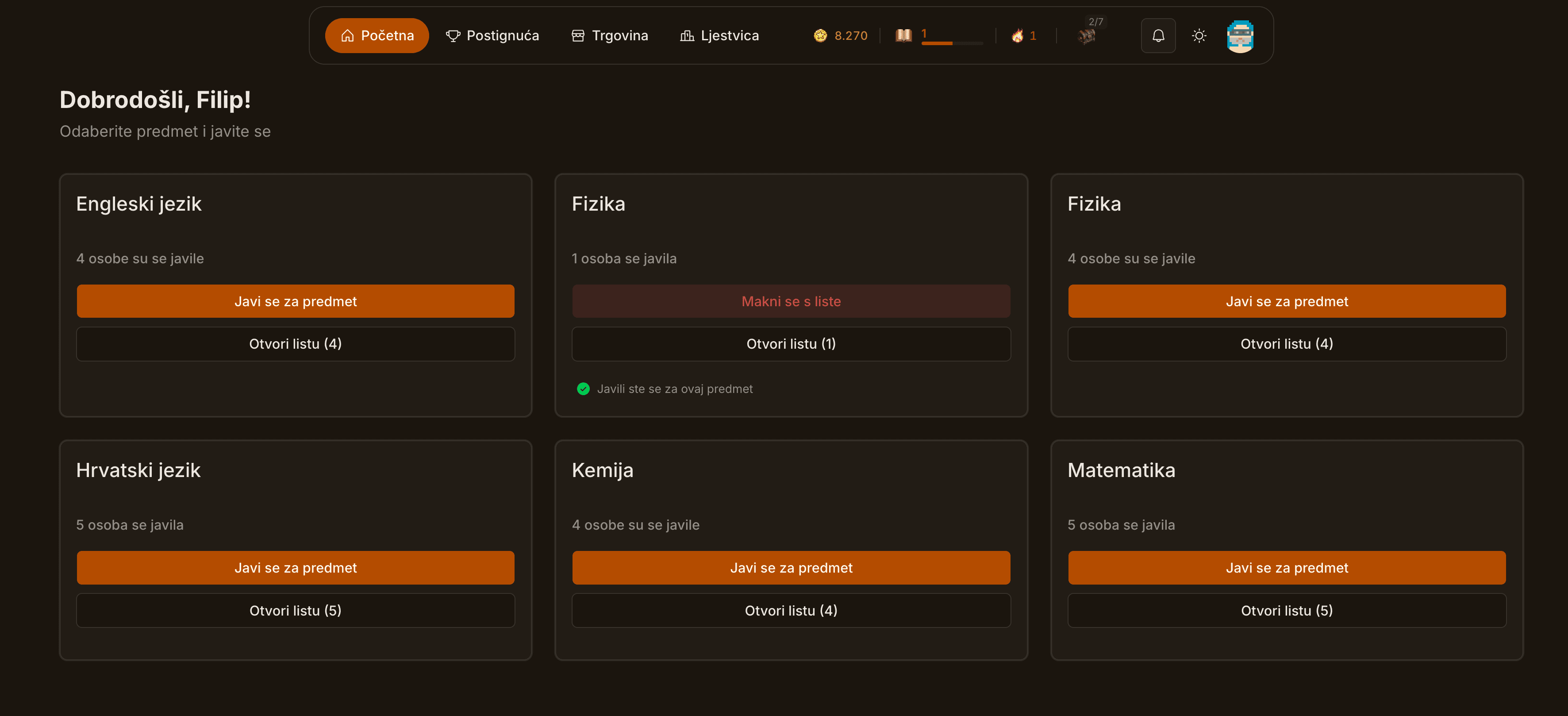 JaviSe sučelje za praćenje javljanja